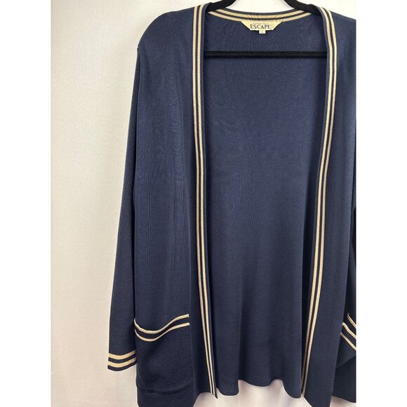 Women’s Howard Wolf Escape Size Large Navy Blue Long Sleeve Sweater with Cream S - Picture 2 of 5